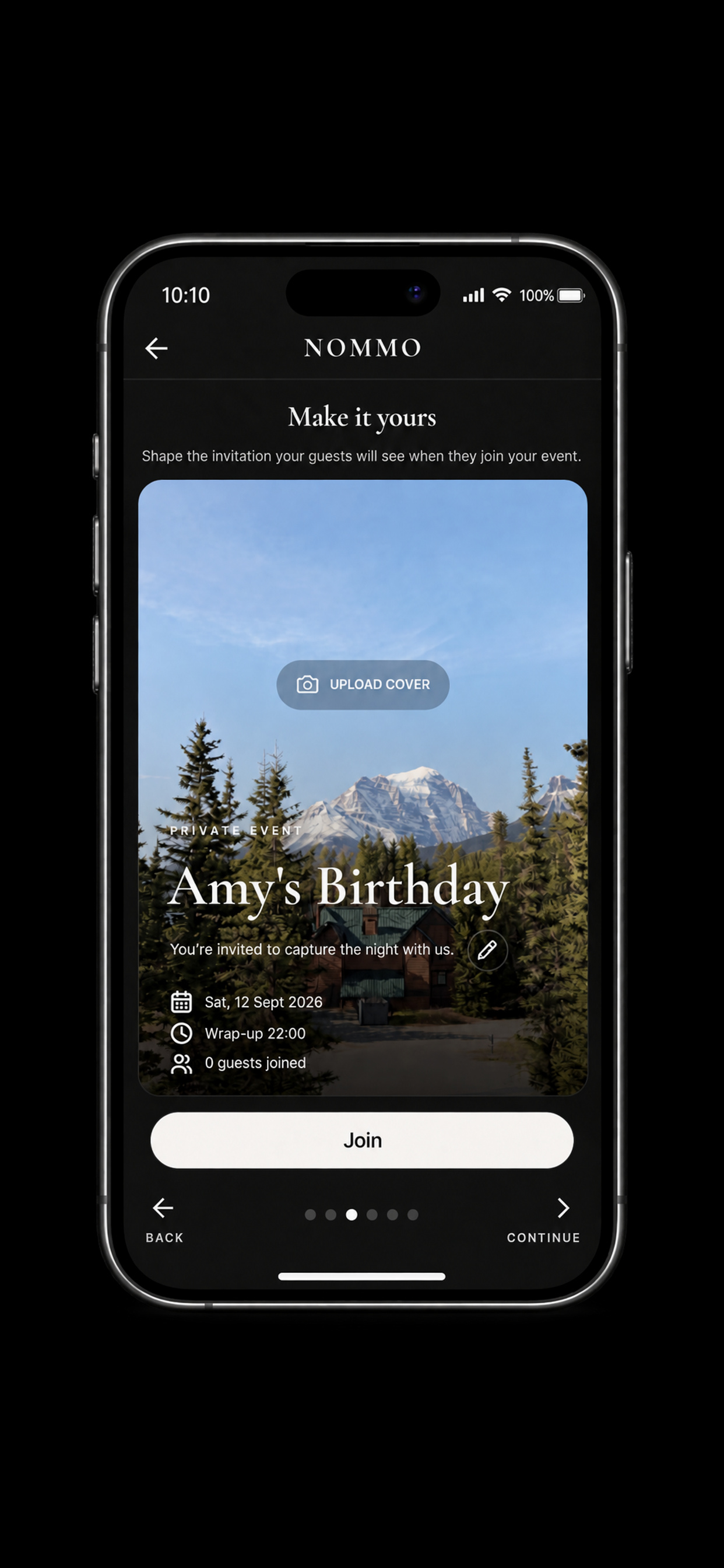 Creating and personalising a Nommo event